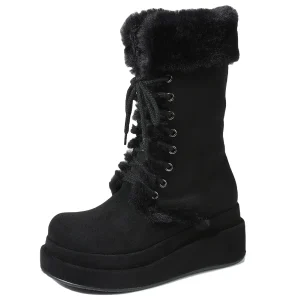 Faux Fur Mid Calf Snow Boots