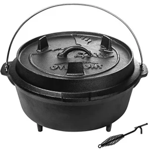 Seasoned Cast Iron Skillet Casserole Pot with Lid Lifter  9QT