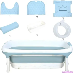 Large Adult Portable Bathtub, Foldable Freestanding Tub for Showers, 58-46 Inch Options