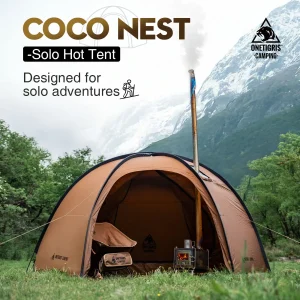 Solo Dome Tent with Stove Jack 3000mm Waterproof Camping Hot Tent with Mesh Inner