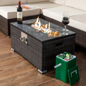 Outdoor Fire Table  Propane  Fire Pit table with tile tabletop