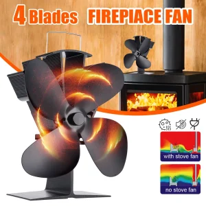 4 Blade Wood Burner Eco Friendly Quiet fireplace Fan