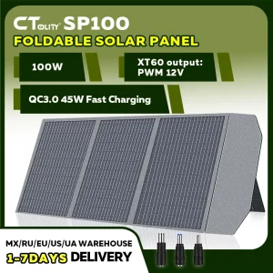 CTOLITY SP100 100W Portable Solar Panel 20.5V Foldable Solar Charger Flexible Solar Generator Power Station Camping Hiking